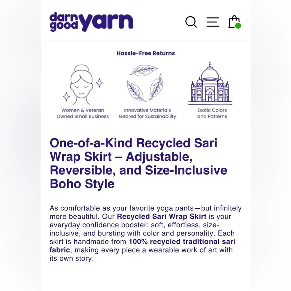 Darn Good Yarn Sari Wrap Red Skirt FLAWED - Picture 10 of 11